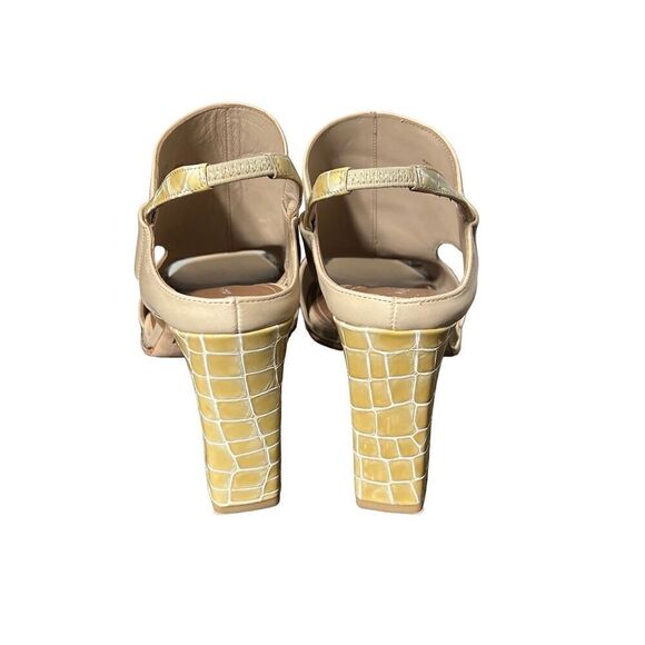 Donald J Pliner Katya Nude Croc Embossed Block Heel Slingback Size 10 NWOB - Picture 5 of 6